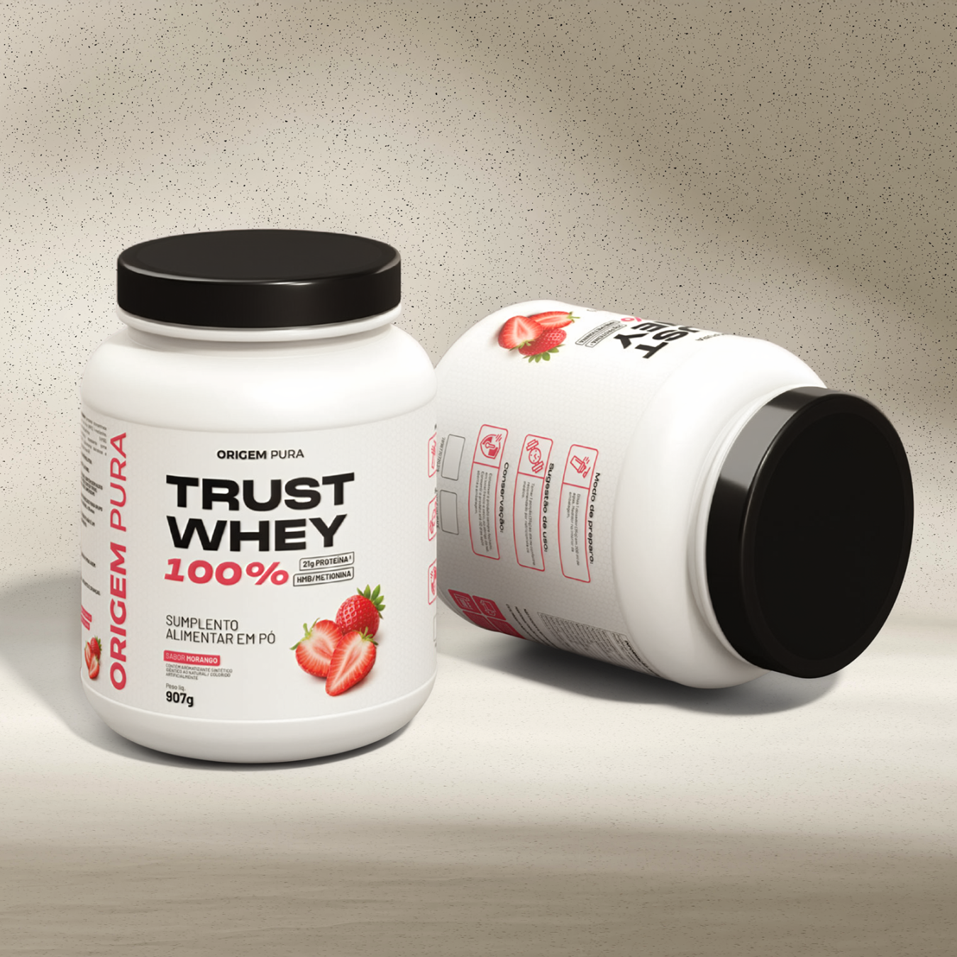 TRUST WHEY 100% - SABOR MORANGO 907g - Imagem 3