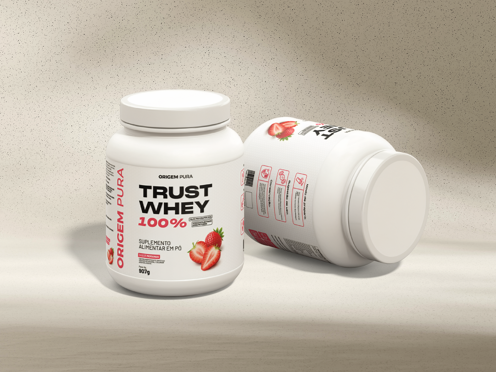 TRUST WHEY 100% - SABOR MORANGO 907g - Imagem 2