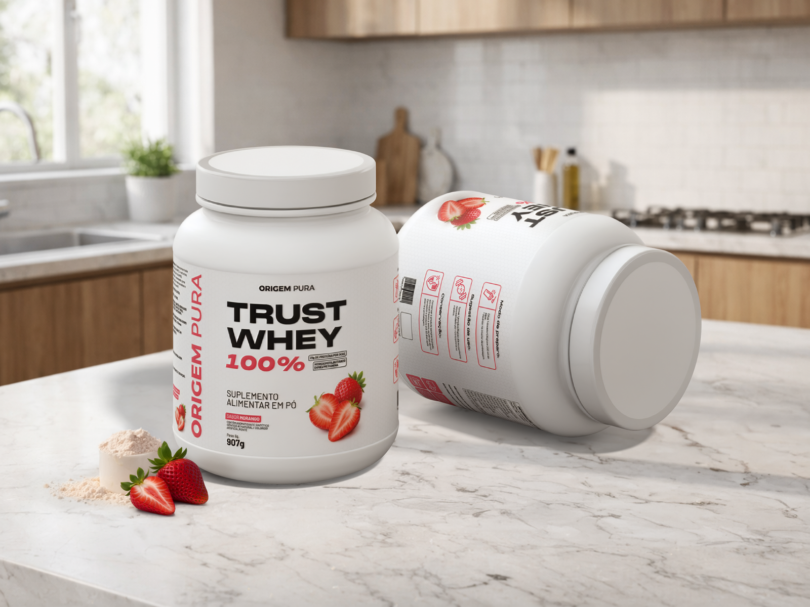 TRUST WHEY 100% - SABOR MORANGO 907g - Imagem 3